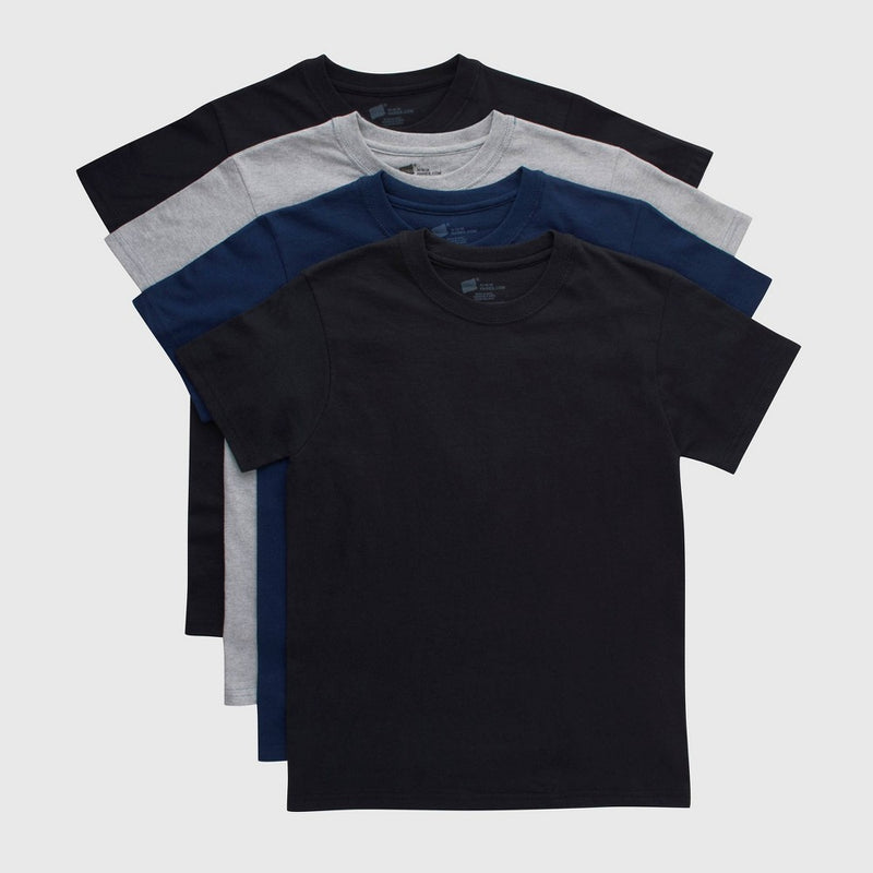 Hanes Boys' 4pk Crew Neck T-Undershirt - Black/Gray/Navy Blue XL