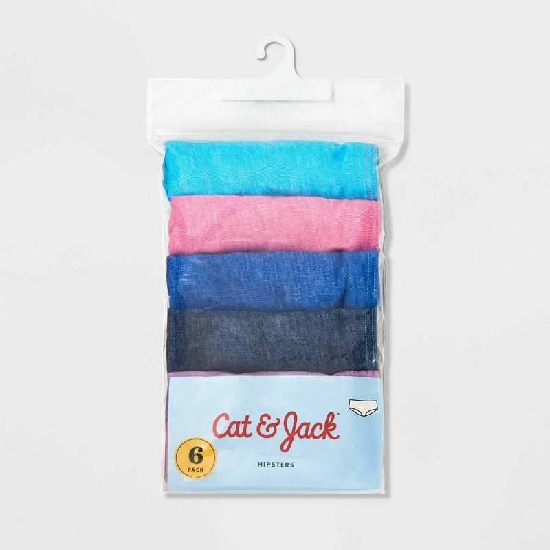 Girls' 6pk Heathered Solid Hipster - Cat & Jack L