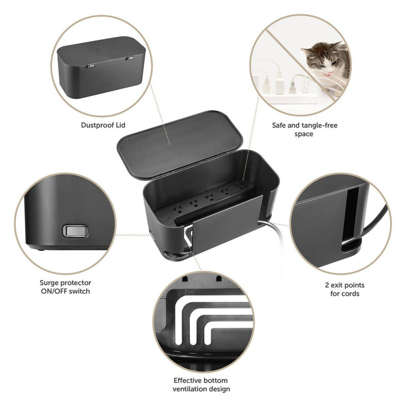 Globe Electric Cord Management Box Black