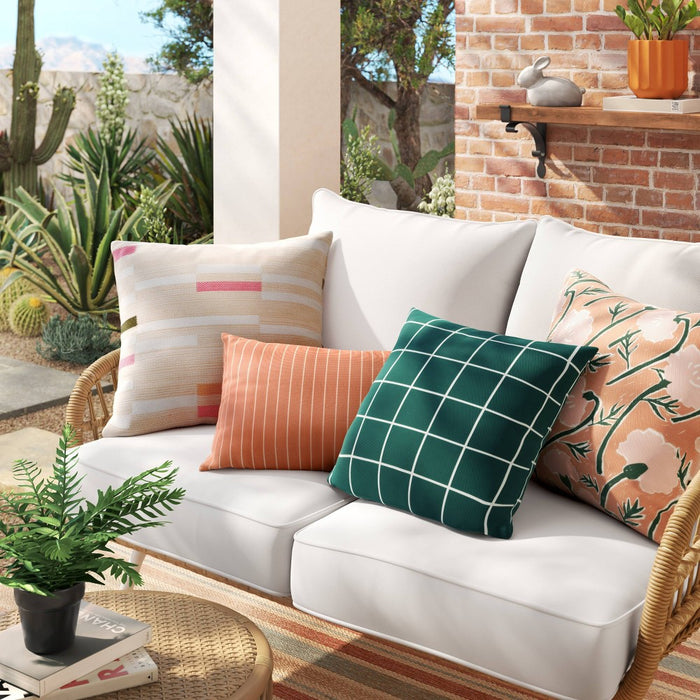 10"x17" Pin Stripe Rectangular Outdoor Lumbar Pillow Orange - Room Essentials: UV & Water-Resistant, Decorative Patio Accessory