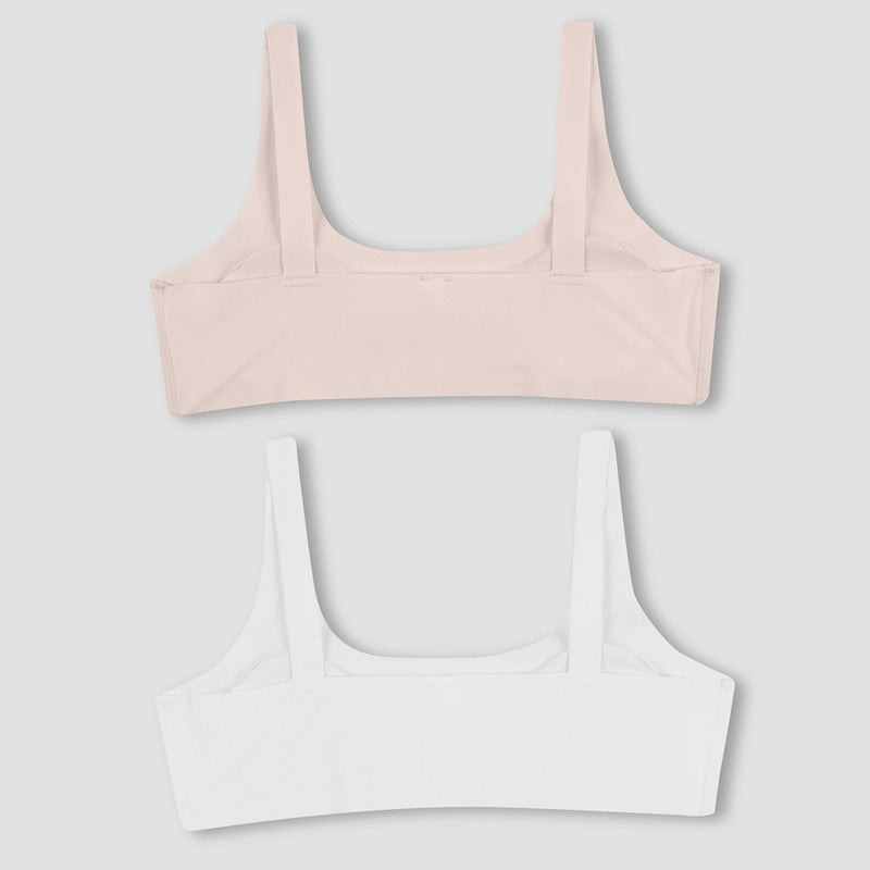Hanes Girls'2pk Bonded Comfort Bra - White / Light Pink L