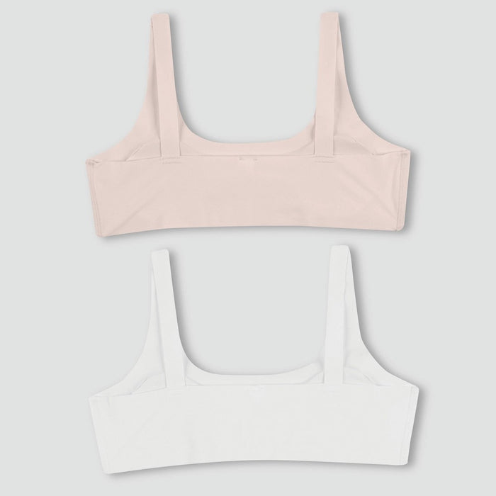 Hanes Girls'2pk Bonded Comfort Bra - White / Light Pink L