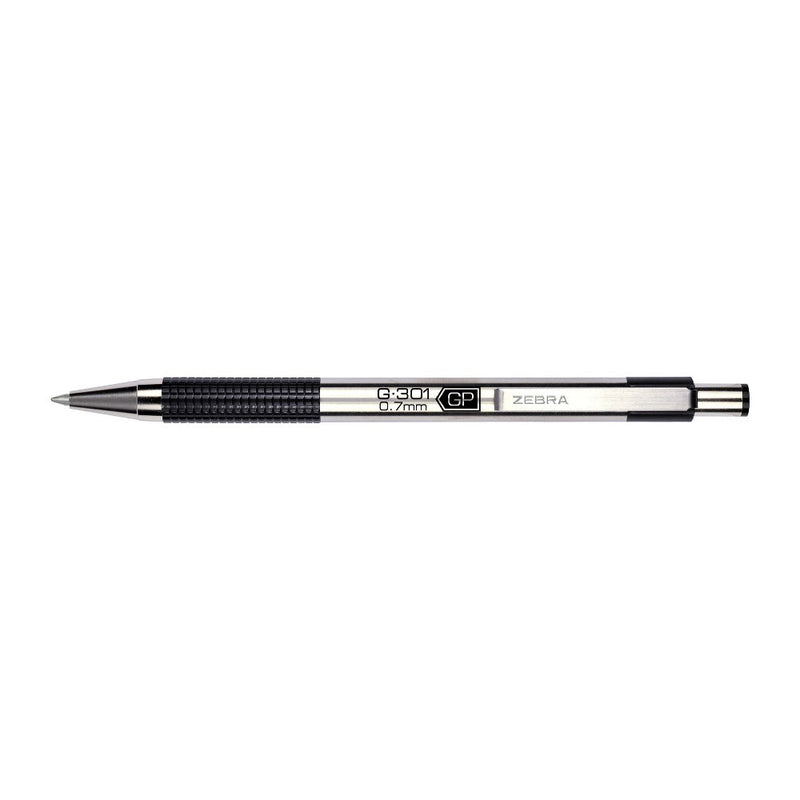 Zebra 4ct Gel Pens 0.7mm G-301 Stainless Steel Black