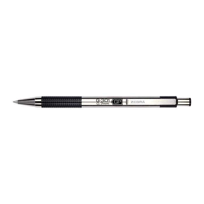 Zebra 4ct Gel Pens 0.7mm G-301 Stainless Steel Black