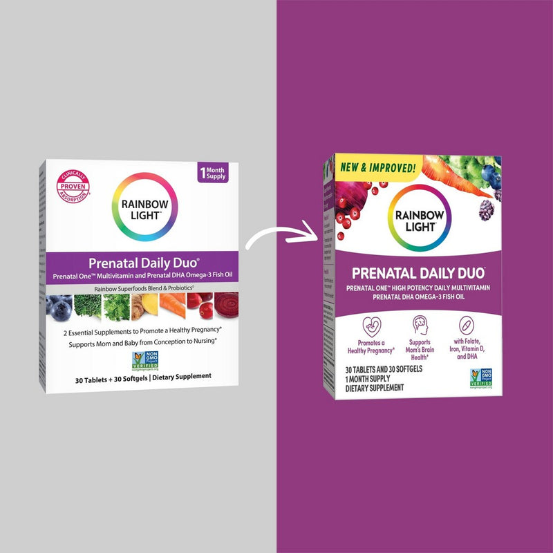 Rainbow Light Prenatal Daily Duo Multivitamin Dietary Supplement Tablets and Softgels - 60ct