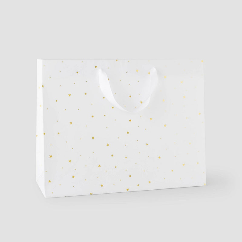 Foil Heart Pattern Medium Gift Bag White/Gold - Sugar Paper + Target