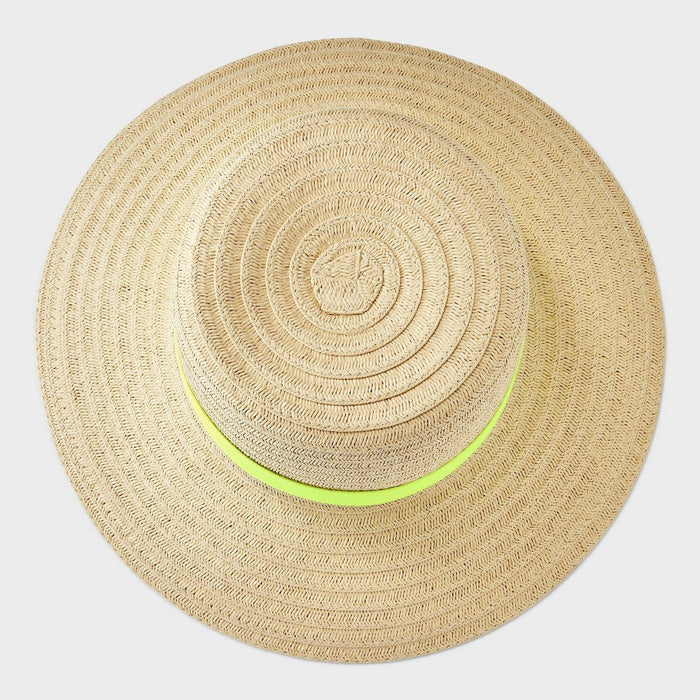 Packable Down Brim Straw Hat - A New Day Natural/Yellow S/M