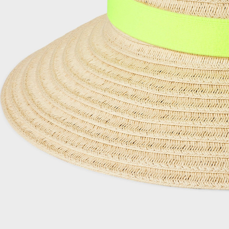 Packable Down Brim Straw Hat - A New Day Natural/Yellow S/M