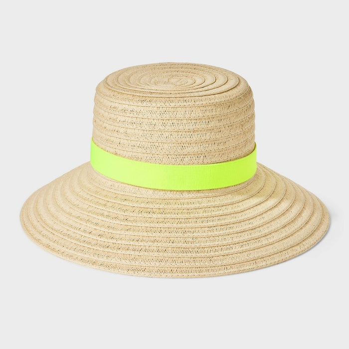 Packable Down Brim Straw Hat - A New Day Natural/Yellow S/M