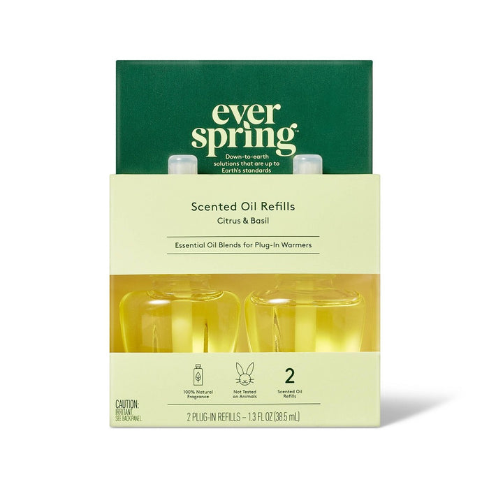 Scented Oil Refill Air Freshener - Citrus & Basil - 1.3 fl oz/2pk - Everspring