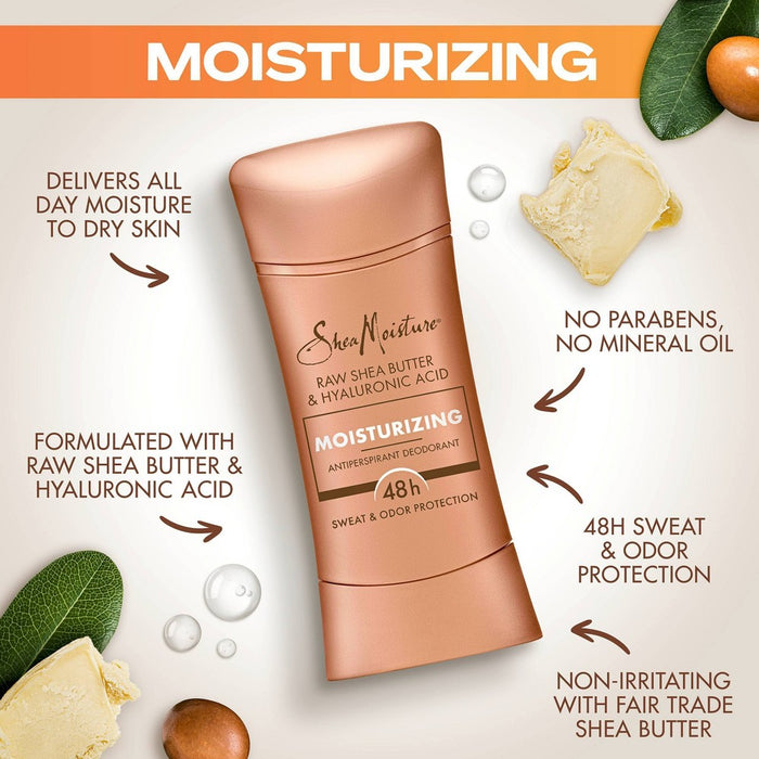 SheaMoisture Moisturizing Antiperspirant Deodorant Stick with Raw Shea Butter & Hyaluronic Acid - 2.6oz