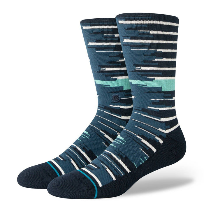 STANCE x WADE Men's Striped Seared Crew Socks 2pk - Blue/Light Aqua Blue L