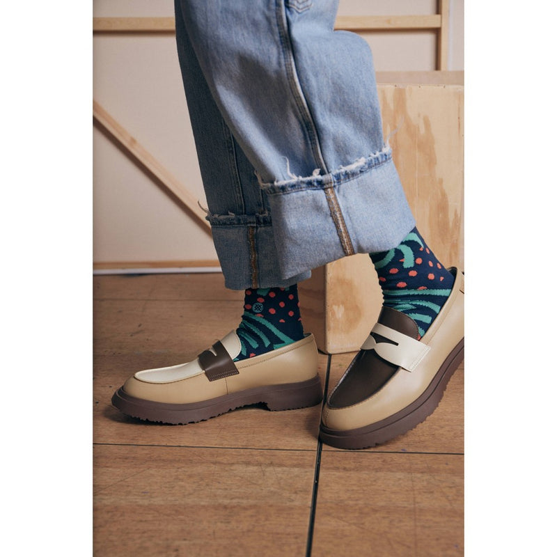 STANCE x WADE Men's Striped Seared Crew Socks 2pk - Blue/Light Aqua Blue L