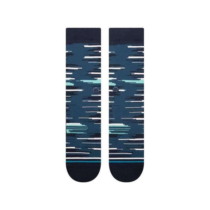 STANCE x WADE Men's Striped Seared Crew Socks 2pk - Blue/Light Aqua Blue L