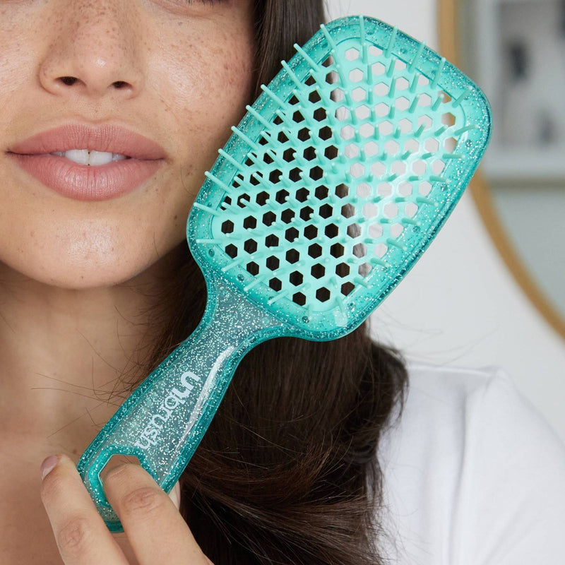 UNbrush Detangler Hair Brush - Glitter Turquoise