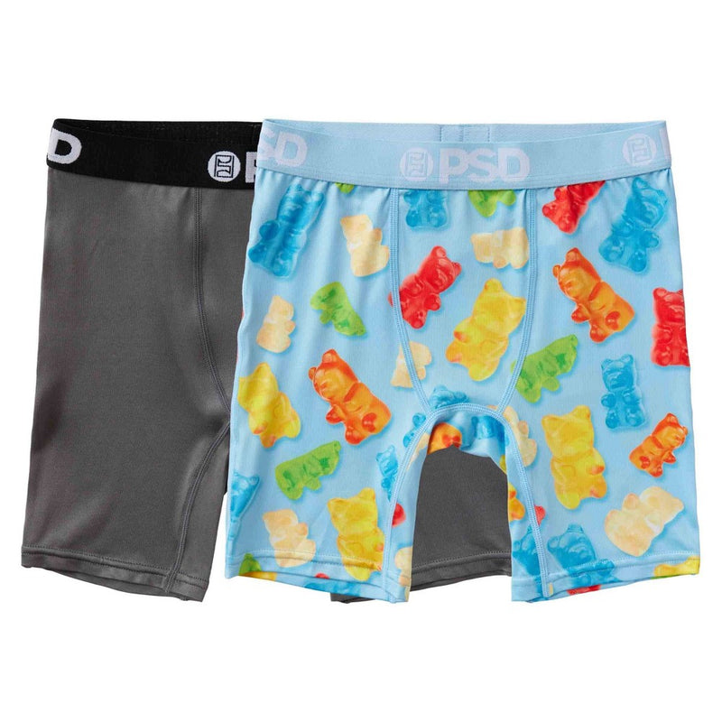 PSD Boys' 2pk 'Gummy Bears' Boxer Briefs - Gray/Blue L