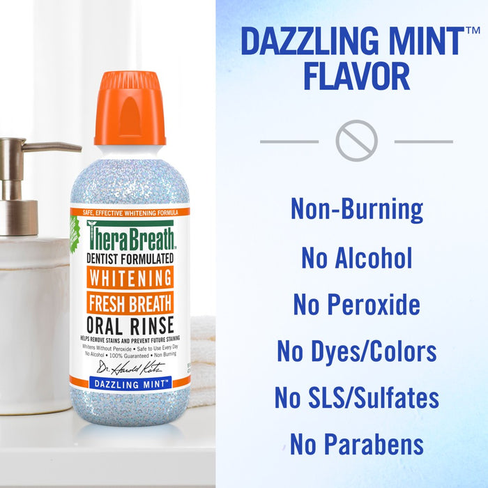 TheraBreath Whitening Mint Mouthwash - Dazzling Mint - 16 fl oz