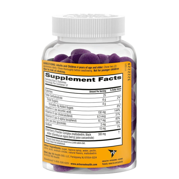 Airborne Adult Elderberry Gummies with Vitamin C & Vitamin D - 74ct