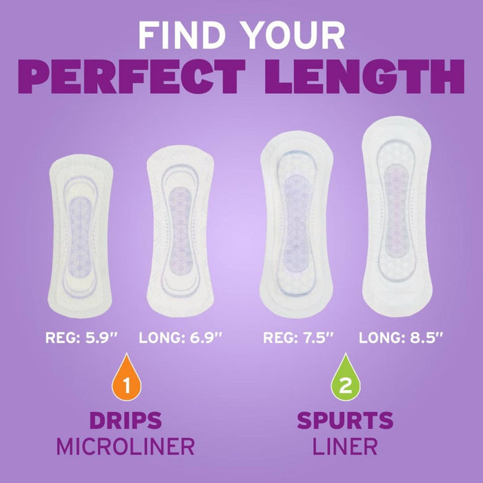 Poise Microliners Postpartum Incontinence Panty Liners - Lightest Absorbency - Long - 50ct