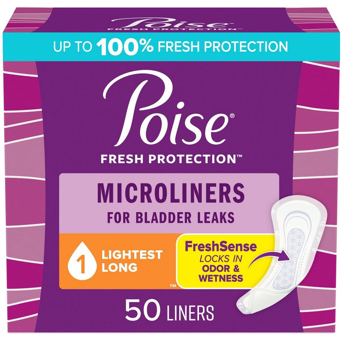Poise Microliners Postpartum Incontinence Panty Liners - Lightest Absorbency - Long - 50ct