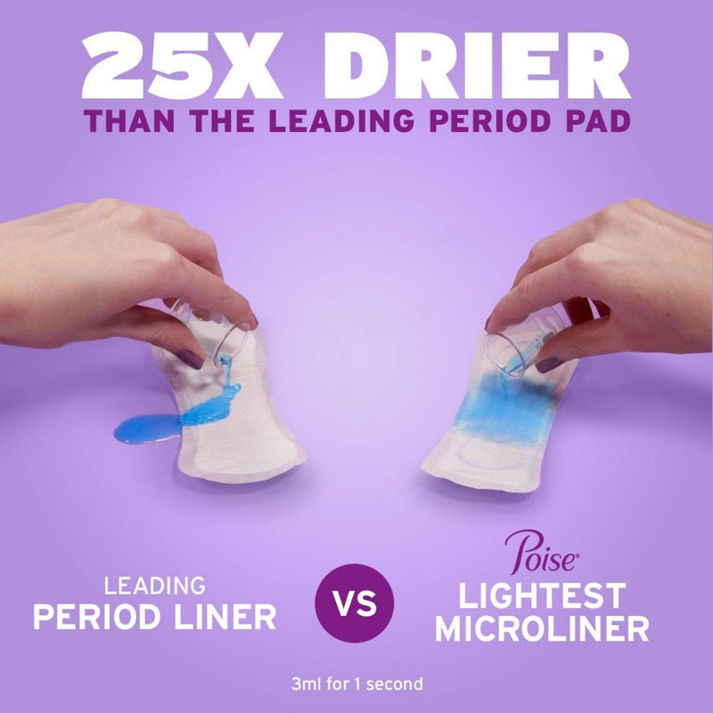 Poise Microliners Postpartum Incontinence Panty Liners - Lightest Absorbency - Long - 50ct