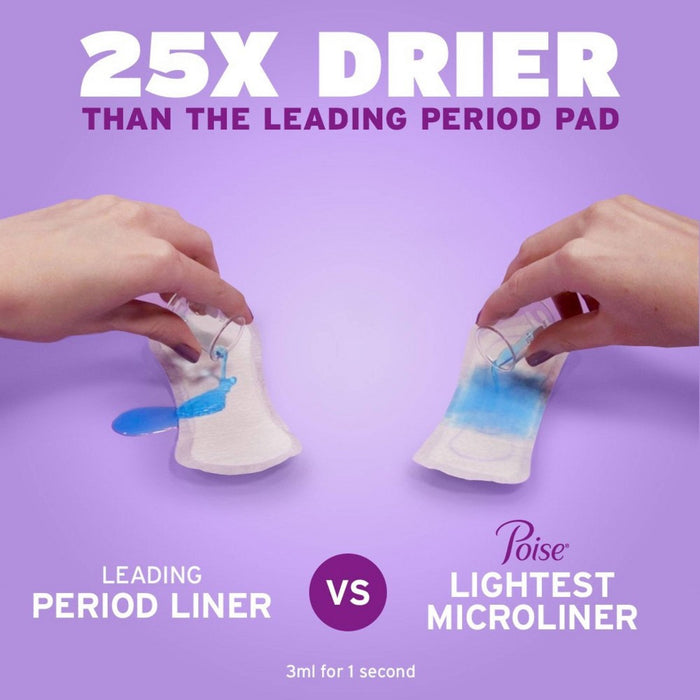 Poise Microliners Postpartum Incontinence Panty Liners - Lightest Absorbency - Long - 50ct