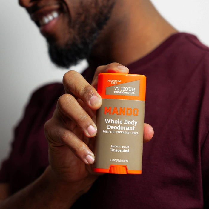 Mando Whole Body Deodorant - Men's Aluminum-Free Smooth Solid Stick Deodorant - Unscented - 2.6oz