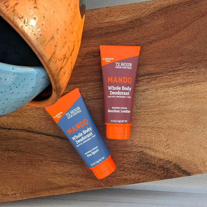 Mando Whole Body Deodorant - Men's Aluminum-Free Invisible Cream Deodorant - Pro Sport - Trial Size - 0.5oz