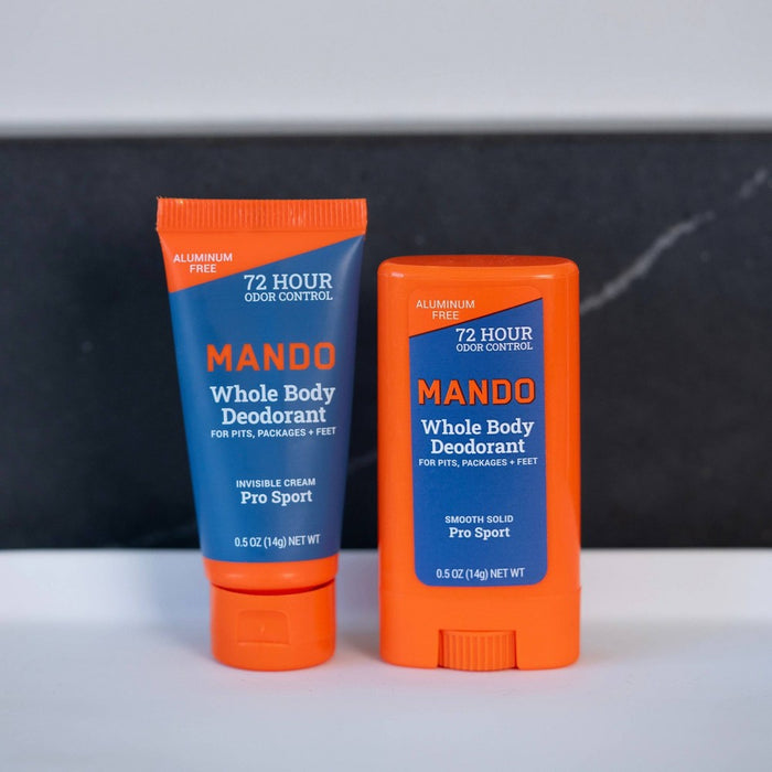 Mando Whole Body Deodorant - Men's Aluminum-Free Invisible Cream Deodorant - Pro Sport - Trial Size - 0.5oz