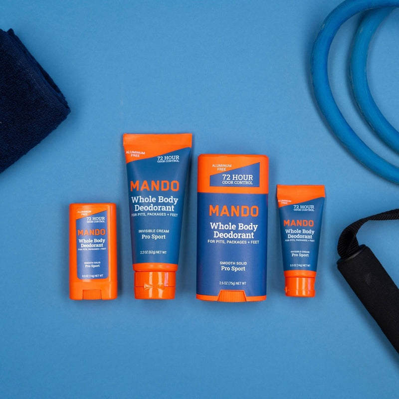 Mando Whole Body Deodorant - Men's Aluminum-Free Invisible Cream Deodorant - Pro Sport - Trial Size - 0.5oz