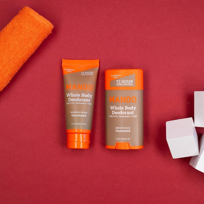 Mando Whole Body Deodorant - Men's Aluminum-Free Invisible Cream Deodorant - Unscented - 2.2oz