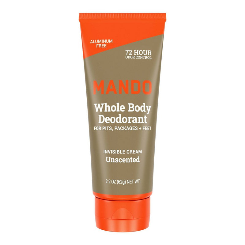 Mando Whole Body Deodorant - Men's Aluminum-Free Invisible Cream Deodorant - Unscented - 2.2oz