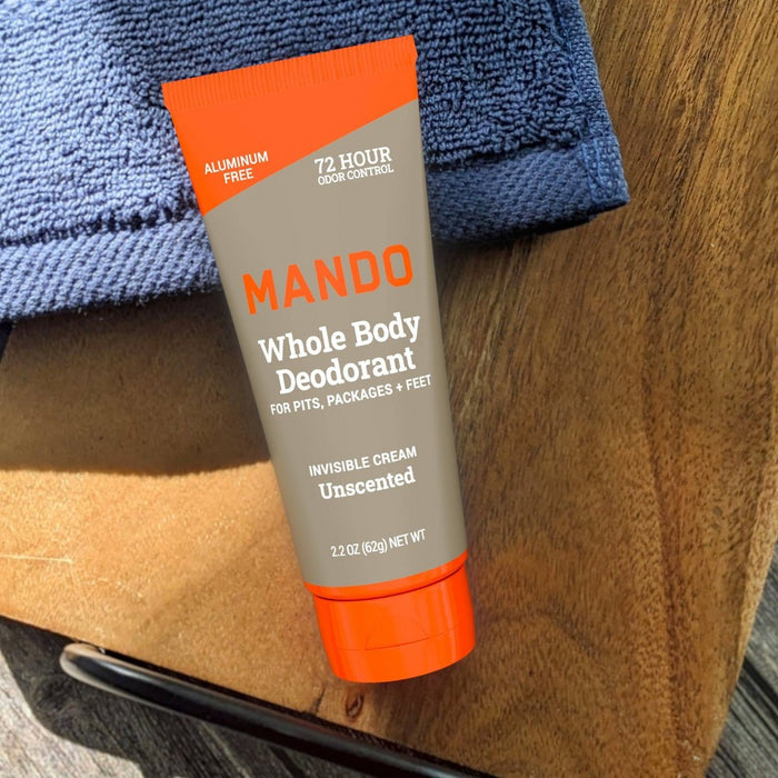 Mando Whole Body Deodorant - Men's Aluminum-Free Invisible Cream Deodorant - Unscented - 2.2oz