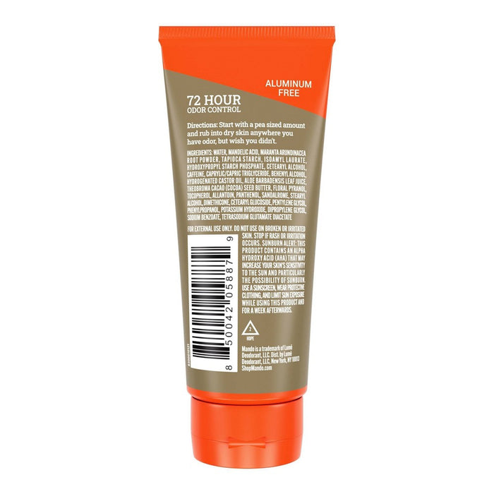 Mando Whole Body Deodorant - Men's Aluminum-Free Invisible Cream Deodorant - Unscented - 2.2oz