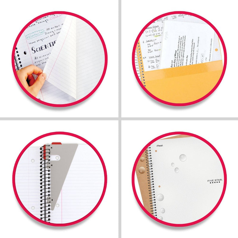 Five Star 130 sheet College Ruled 1 Subject Spiral Notebook White