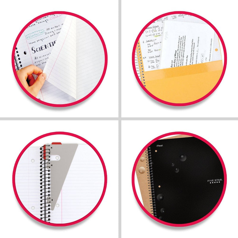 Five Star 130 sheet College Ruled 1 Subject Spiral Notebook Black