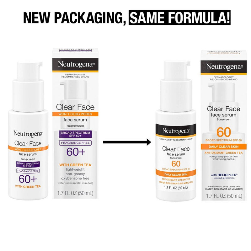 Neutrogena Clear Face Sunscreen Serum with Green Tea - SPF 60+ - 1.7 fl oz