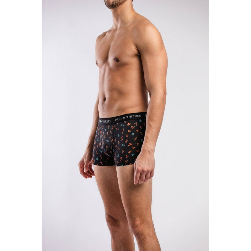 Pair of Thieves Men's Super Fit Trunk 2pk - Red/Tan/Blue Cave Drawing S