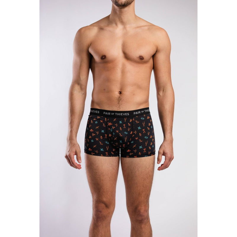 Pair of Thieves Men's Super Fit Trunk 2pk - Red/Tan/Blue Cave Drawing S