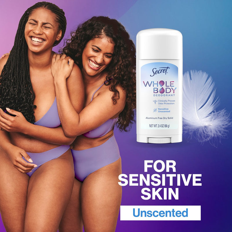 Secret Whole Body Stick Aluminum Free Deodorant for Women - Unscented - 2.4oz