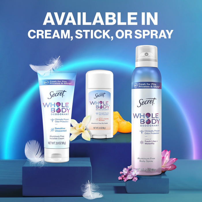 Secret Whole Body Aluminum Free Deodorant Clear Cream - Unscented - 3.0oz