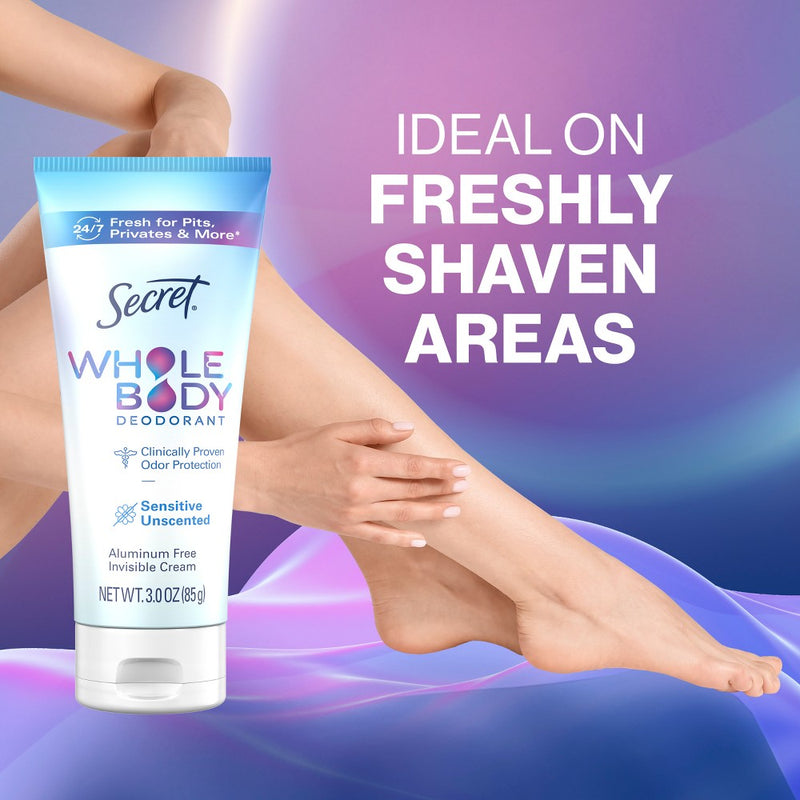 Secret Whole Body Aluminum Free Deodorant Clear Cream - Unscented - 3.0oz