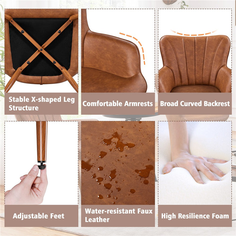 Yaheetech Modern Faux Leather Accent Chair Upholstered Armchair, Retro Brown (LOCAL PICKUP ONLY)