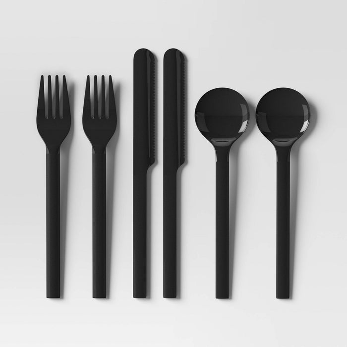 6pk Flatware Set Black - Room Essentials