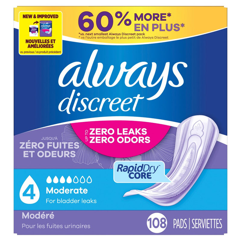 Always Discreet Moderate Incontinence Pads - 108ct