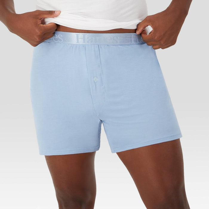 Hanes Originals Premium Men's SuperSoft Knit Boxer Shorts 2pk - Blue/Black M