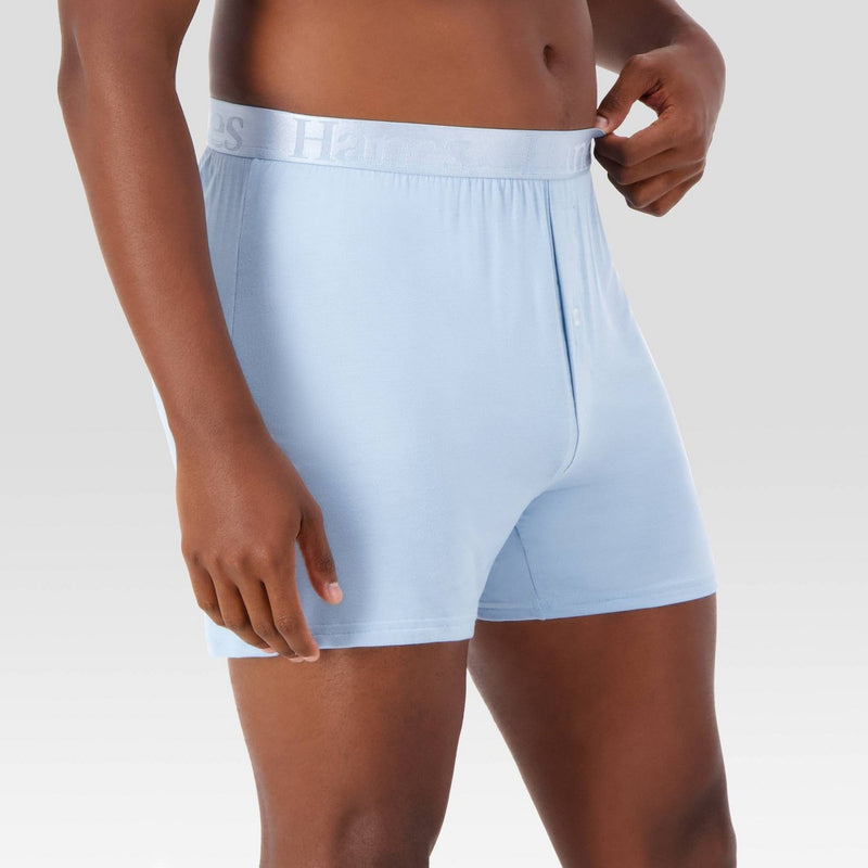 Hanes Originals Premium Men's SuperSoft Knit Boxer Shorts 2pk - Blue/Black M