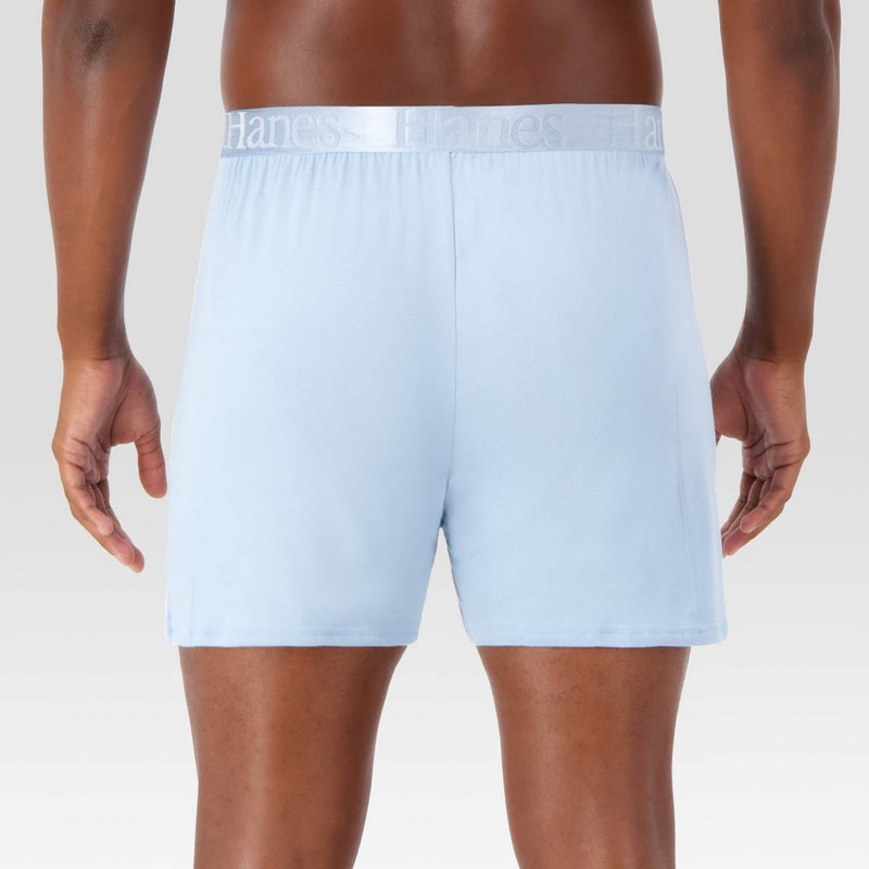 Hanes Originals Premium Men's SuperSoft Knit Boxer Shorts 2pk - Blue/Black M