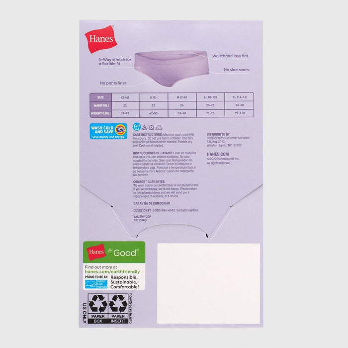 Hanes Girls' 4pk Seamless Hipster - Purple L