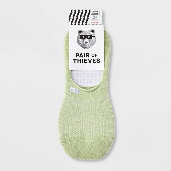 Pair of Thieves Men's Neutral No Show Socks 3pk - Sage Green 6-12